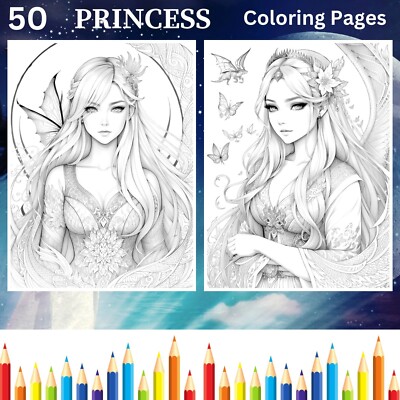 50 Prinzessin Ausmalbilder zum ausdrucken °Digital° & POD Erlaubnis (ENr. 14)