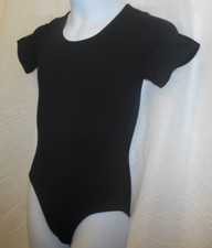 Sansha short sleeve cotton spandex leotard black size F girls 10C