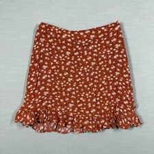 Abercrombie  Fitch Skirt Womens XS Orange Mini Ruffle Boho Peasant Floral