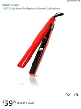 Professional Hair Styling Flat Iron Style House red 1.25" New Salon Style