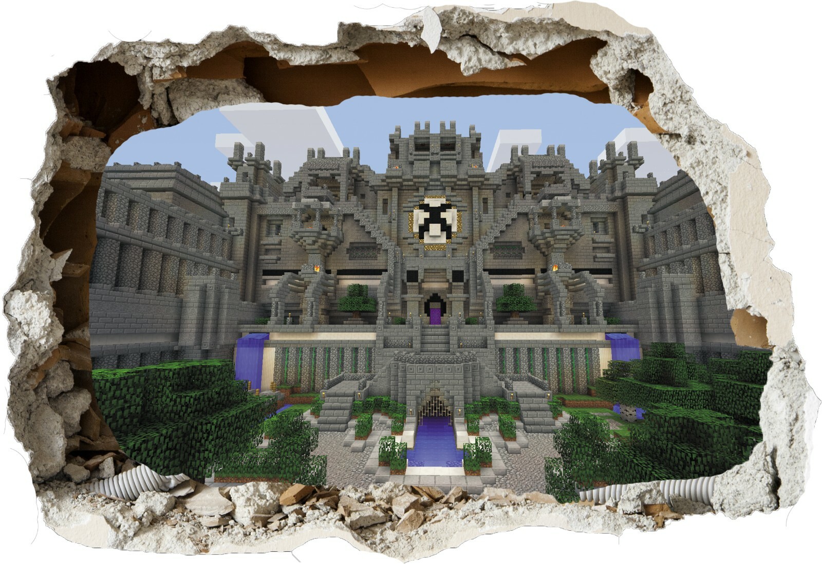 Game Castle Mine Bedroom 3d Smashed Wall View Sticker Poster Craft ...