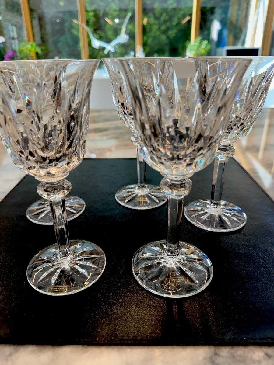 SET OF 5- SAINT LOUIS France Crystal Clear PROVENCE 7 in Continental Goblets