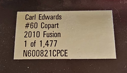 Carl Edwards 2010 #60 Ford Fusion Copart Motorsports autentici 1/24 NASCAR - Foto 5 di 5