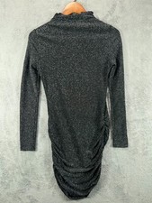 SheIn Womens 4 Small Dress Black Metallic Sparkle Bodycon Long Sleeve Mock Neck