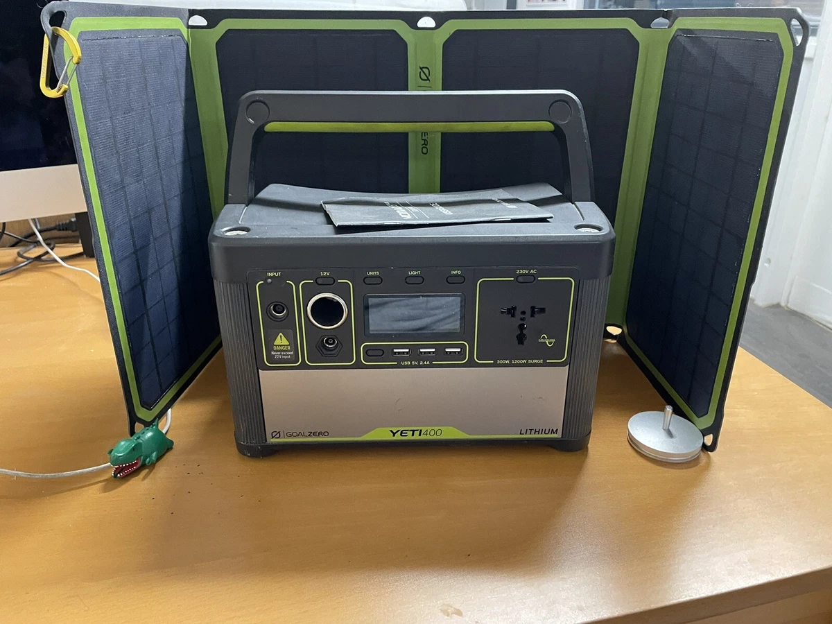 GOAL ZERO yeti 400 lithium With Solar. Excellent Cond LASTS MONTHS