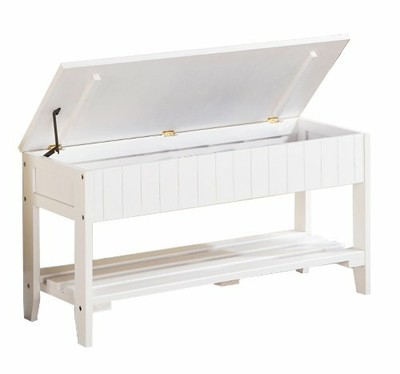 Quality Solid Wood Shoe Bench with Storage, White ...