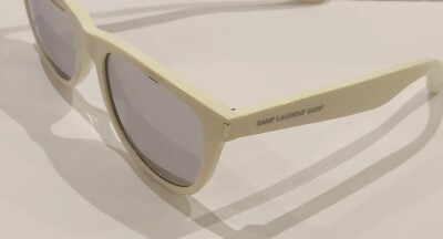 Yves Saint Laurent YSL Sonnenbrille SL101 SURF 002 weiß & verspiegelte Gläser 54-17-145