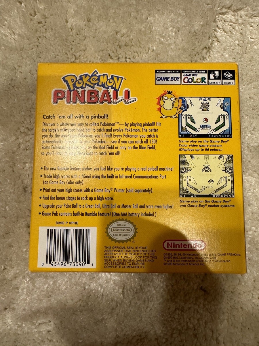 Pokemon Pinball, Complete in Box (Nintendo GBC, 1999) *Authentic