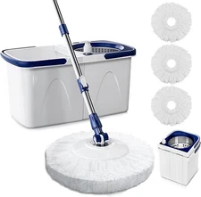 Spin Mop and Bucket with Wringer Set Two-Detachable Bucket Design Mop System