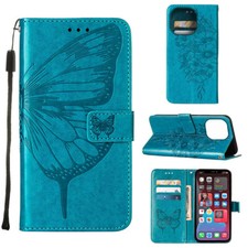 For iPhone 17 16 Pro 15 14 13 12 6 Leather Butterfly Flip Card Wallet Phone Case
