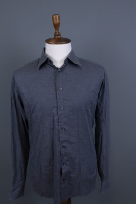 Eton Slim Fit Blue Fine Twill Long Sleeve Button Down Dress Shirt 42 / 17 / L