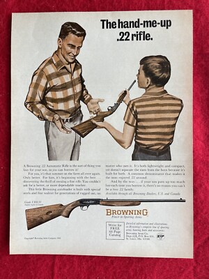 Vintage 1968 Print Ad Browning .22 Rifle The Hand Me Up Rifle Advertisement