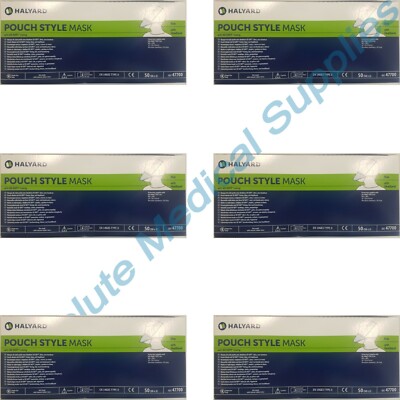 *300-Pieces* Halyard Pouch Style Type II Face Mask W/So Soft Lining Blue 47700