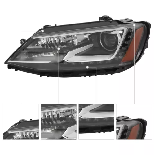 Xenon/HID Headlight Assembly w/LED DRL Left & Right Side For 2015-2018 VW Jetta - Picture 5 of 18