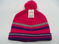PINK PURPLE STRIPED - YOUTH SIZE - BEANIE HAT STOCKING CAP
