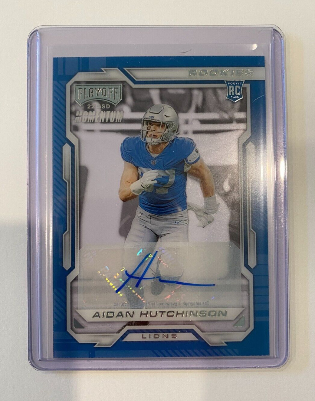2022 Chronicles Playoff Momentum Aidan Hutchinson RC Auto #PMR-11 Lions Rookie