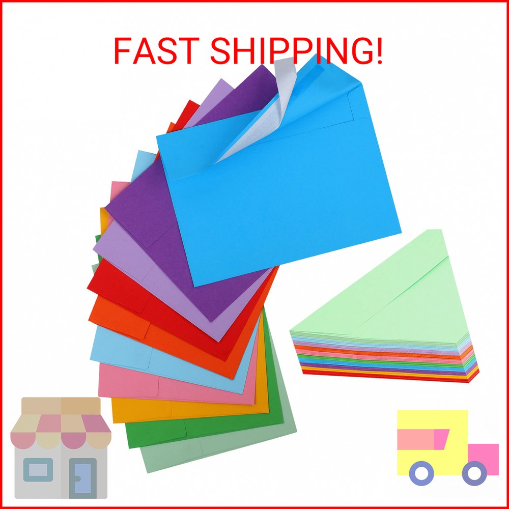 50-Pack 5x7 Colored A7 Card Envelopes for Invitations or Letters