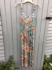 BETTY JACKSON "Black" Maxi Sleeveless AQUA/ORANGE/MULTI Summer Dress SIZE 8 VGC