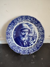 Plat en faïence à décor de marin BOCH BELGIUM bleu et blanc ancien