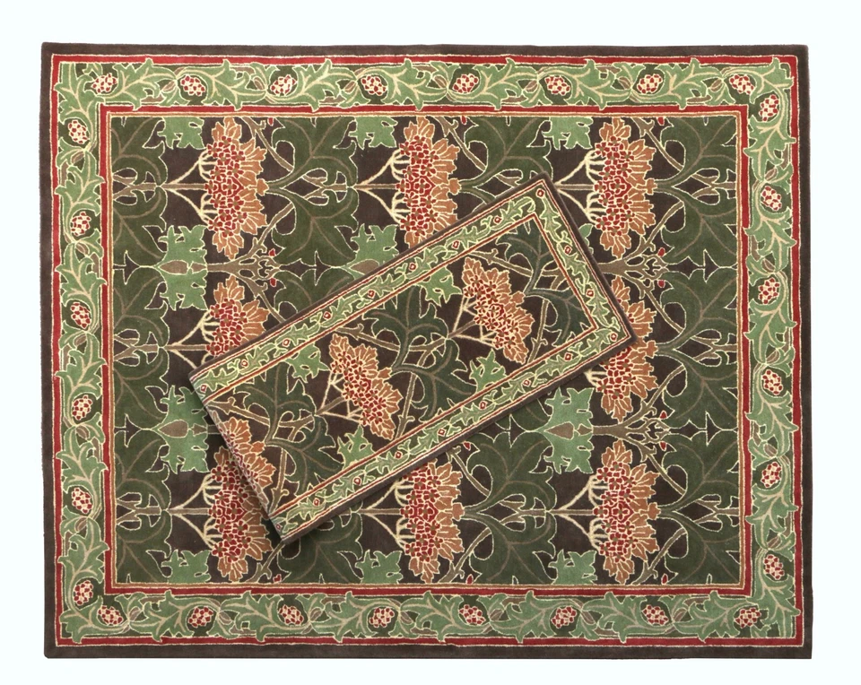 William Morris Cecil Green Traditional Oriental Wool Area Rugs & Carpet - Image 2 of 4