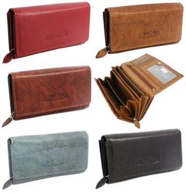 Damen Echt-Leder Geldbörse mit RFID-Schutz Portemonnaie Geldbeutel für Frauen