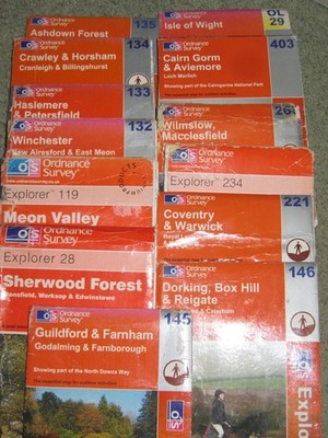 OS Ordnance Survey  Explorer maps - scruffy copies - cheap to clear - From 99p
