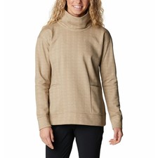 Columbia Womens Lodge Funnel Pullover Sweatshirt Chalk Beige Tan Size M New