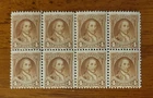 Vintage US Stamp #709 Washington Bicentennial Block Of 8 VF MNH OG - CV $6.80