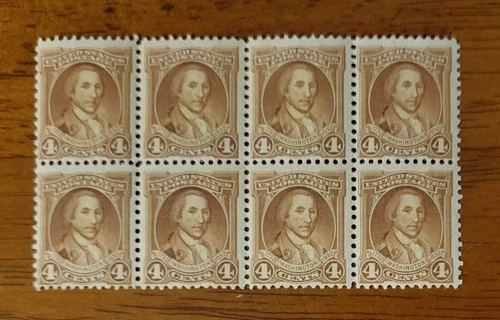 Vintage US Stamp #709 Washington Bicentennial Block Of 8 VF MNH OG - CV $6.80