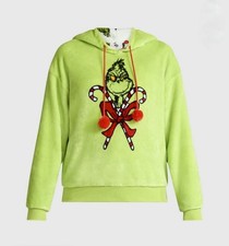 Women  s Dr. Seuss The Grinch Reversible Graphic Plush Fleece Hoodie Pom Pom XS