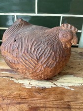 Vintage Carved Wooden Hen, Chicken Kitchen Decor
