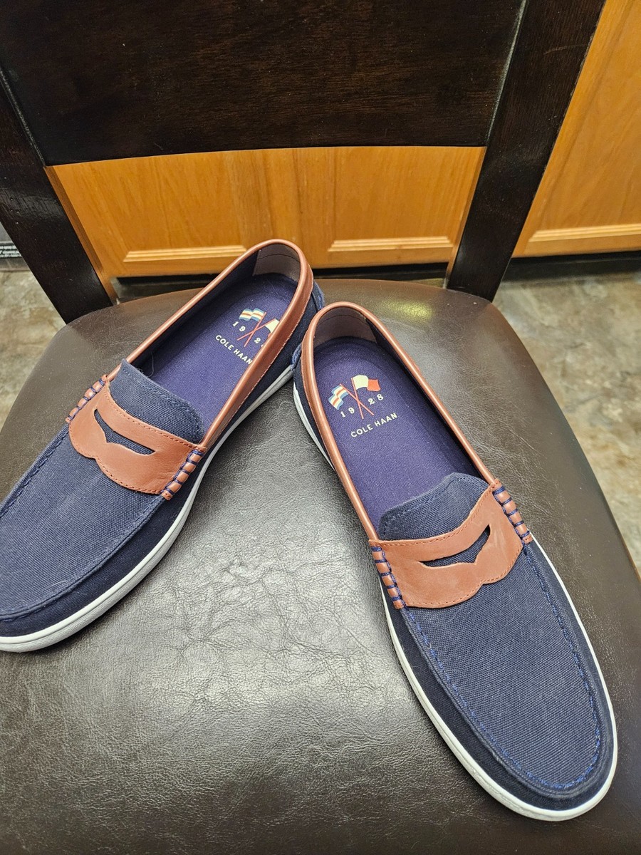 Cole Haan Mens Nantucket Penny Loafers Navy & Tan Size 11 1  display picture 2
