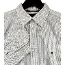 Tommy Hilfiger Mens Long Sleeve Button Down Shirt Dotted Pattern