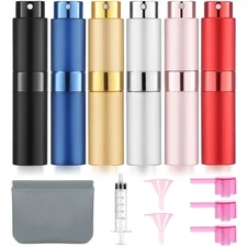 6 pack 8ml empty perfume atomizer cologne travel spray bottle for refill port...