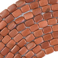 14mm goldstone rectangle beads 15" strand