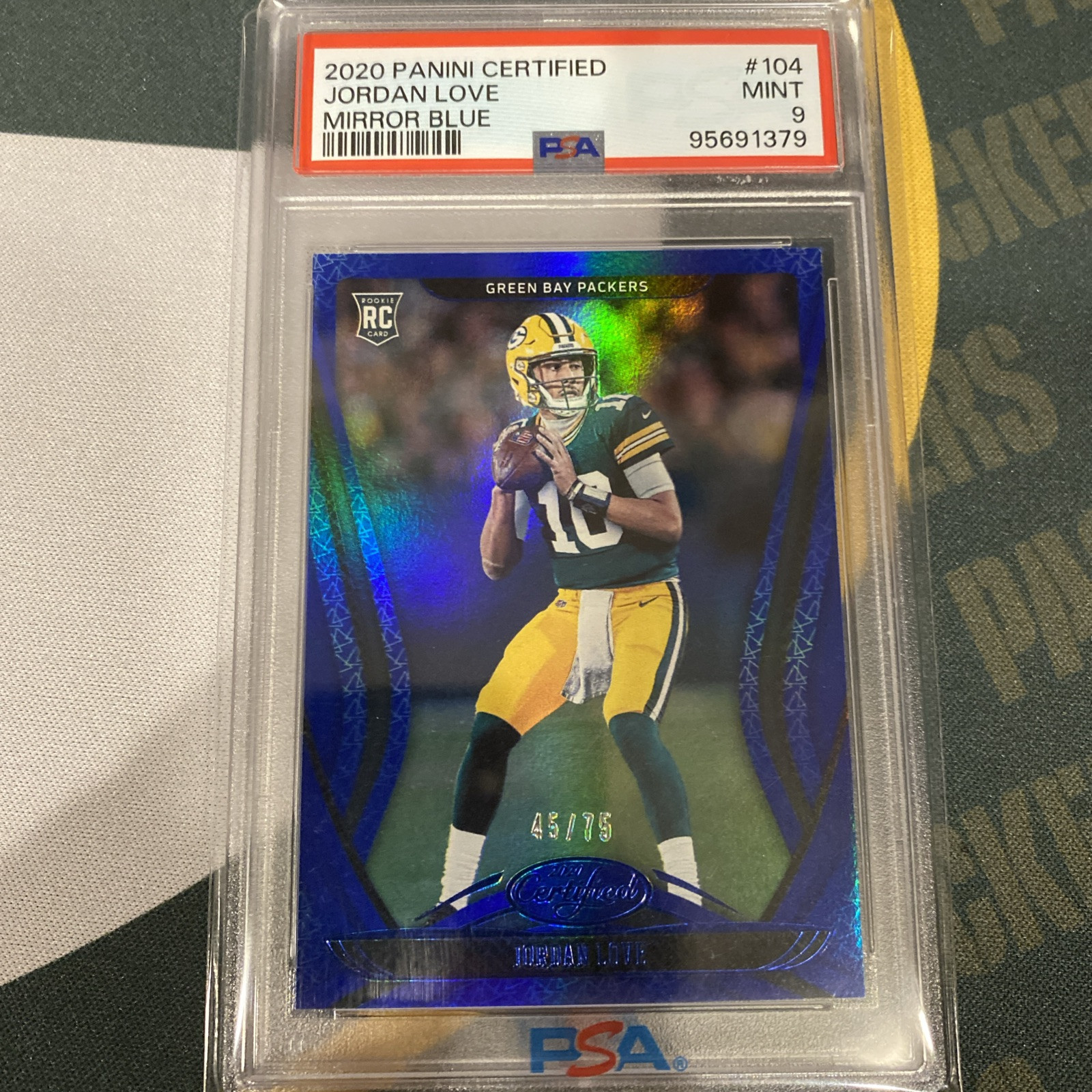 2020 JORDAN LOVE CERTIFIED #104 MIRROR BLUE /75 ROOKIE RC PSA 9 SP