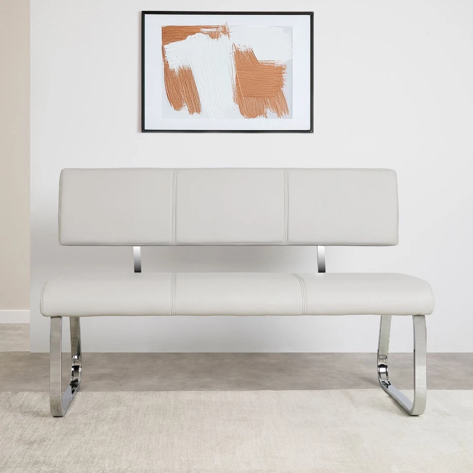 Esszimmerbank Polsterbank Sitzbank mit Rückenlehne Küchenbank Kunstleder grau - Bild 2 von 4