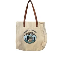 Canvas Tote Bag Back To Nature Vw Camper Pockets Nwot