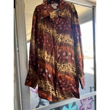 Vintage 1980's Bob Mackie Silk Floral button down top size 16