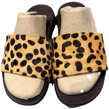 FITFLOP  IQUSHION LEOPARD PRINT PONY FUR HAIR SLIDES - Size UK3