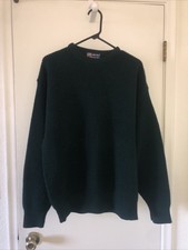 Lord Jeff Men's 100 Virgin Wool Chunky Knit Sweater L Green Made USA Fisherman