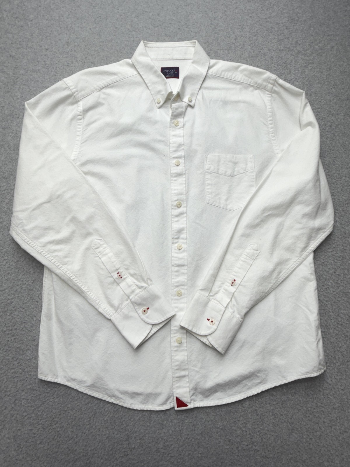 UNTUCKit Shirt Mens XL White Flannel Slim Fit Long Sleeve Button Up Casual