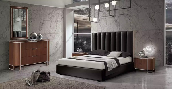 Komplettes Schlafzimmer Set Designer MöBel Doppelbett 2X Nachttische 5Tlg-image