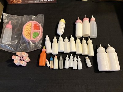 Lot Of 31 Vintage Baby Doll Bottles Few Has Chewed Tips, 1 Missing Top