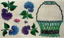 POSH HYDRANGEAS Mylar Stickers (7pc)Basket•Flowers•Butterfly •Garden•Card Making