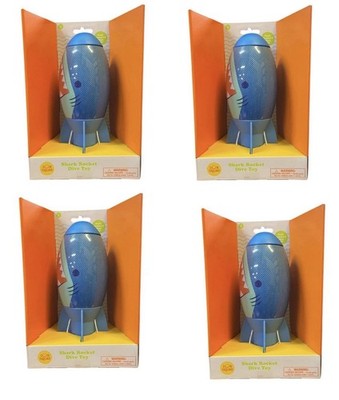 Lot of 4 Sun Squad Shark Rocket Diving Toy Blue Pool Beach Water Launch