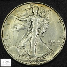 1946 S Walking Liberty Silver Half Dollar 50C