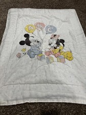 Vintage 1984 Disney Baby Mickey Minnie Mouse ABC Crib Quilt Blanket Dundee