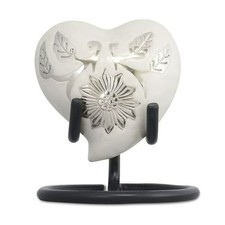 Small/Keepsake Loving White Heart Brass Funeral Cremation Urn for Ashes