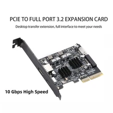 PCIe 3.0 to USB 3.2 Gen2 10Gbps Expansion Card For Windows XP/Vista/7/8/10 Black